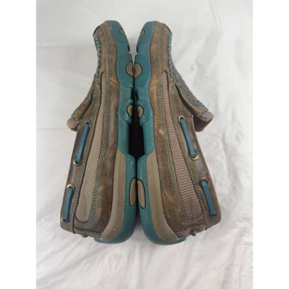 Twisted X Womens Size US 9.5 M Bomber Turquoise Checker Driving Mocs WDMS006 - Picture 7 of 16
